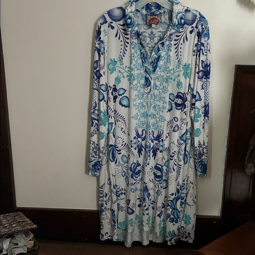 Johnny Was Blue and Pink Floral Dress - Picture 9 of 15